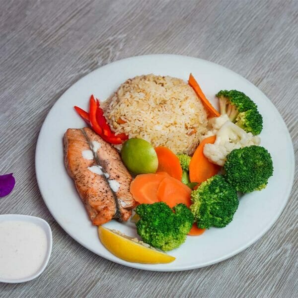 Grilled Salmon with Rice
