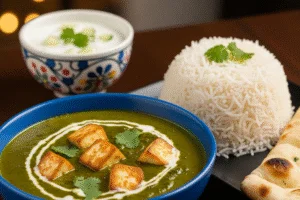 Creamy Restaurant-Style Saag Paneer Curry with Rice